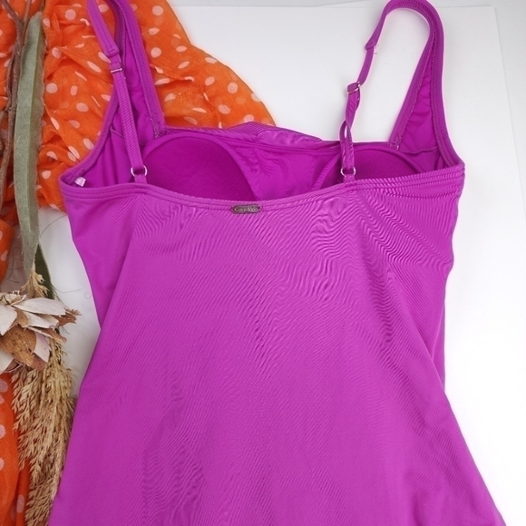 Calvin Klein Purple Pink Rouged Front One Piece Swimsuit Sz 8 - Picture 6 of 10